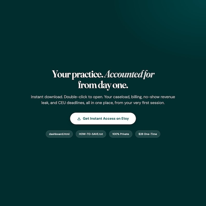 Final call to action: therapist private practice dashboard instant download