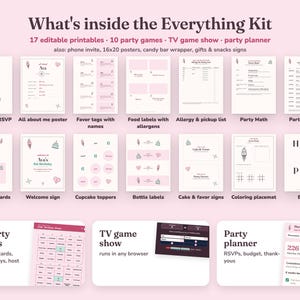 Everything included in the Heres The Scoop kids birthday party Everything Kit