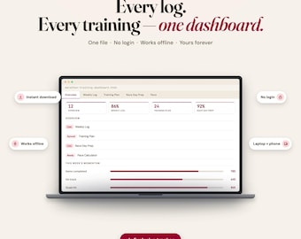 Interactive Marathon Training Plan, Pace Calculator, Running Tracker (HTML File)