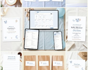We Can Bearly Wait Baby Shower Bundle, Editable Printables (Digital Download)