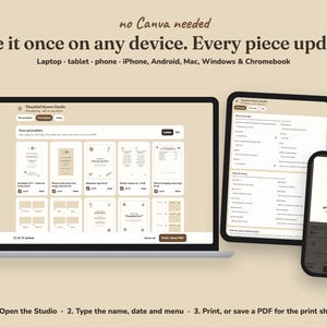 Editing the Thankful Hearts friendsgiving printables on a laptop, tablet or phone