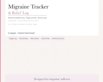 Migraine Tracker Printable, Headache Log, Symptom Diary (PDF Download)