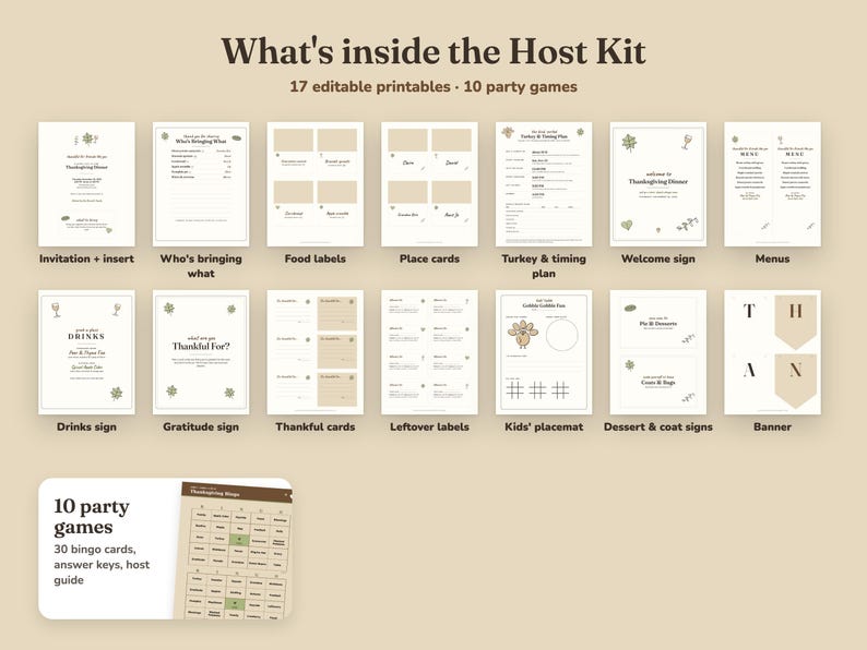 Everything included in the Thankful Hearts friendsgiving Host Kit