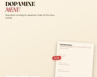Dopamine Menu Printable | ADHD Self Care Activity | Boredom Buster (Instant Download)