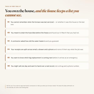 Who the home maintenance tracker is for: homeowners who keep the upkeep list in their head