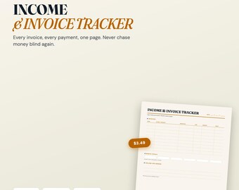 Freelance Income Tracker | Invoice Payment Log (US Letter, A4 PDF)