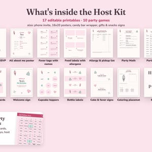 Everything included in the Heres The Scoop kids birthday party Host Kit