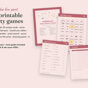 Wildflower baby shower party games with answer keys