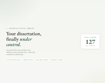 Interactive Thesis & Dissertation Chapter Dashboard — PhD Progress Tracker with Defense Countdown and Committee Tracker