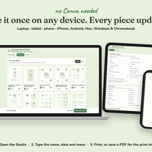 Editing the Roarsome Dino kids birthday party printables on a laptop, tablet or phone
