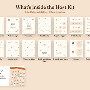 Everything included in the Little Pumpkin baby shower Host Kit