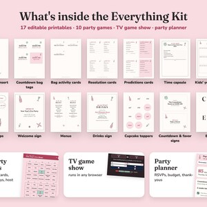 Everything included in the Pop The Bubbly new year s eve party Everything Kit
