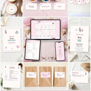 Heres The Scoop Kids Birthday Party Host Kit: edit on a laptop, tablet or phone, every printable fills in
