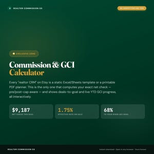 Mäklarprovisionsspårare, GCI-kalkylator, instrumentpanel för affärspipeline (nedladdning direkt) bild 8