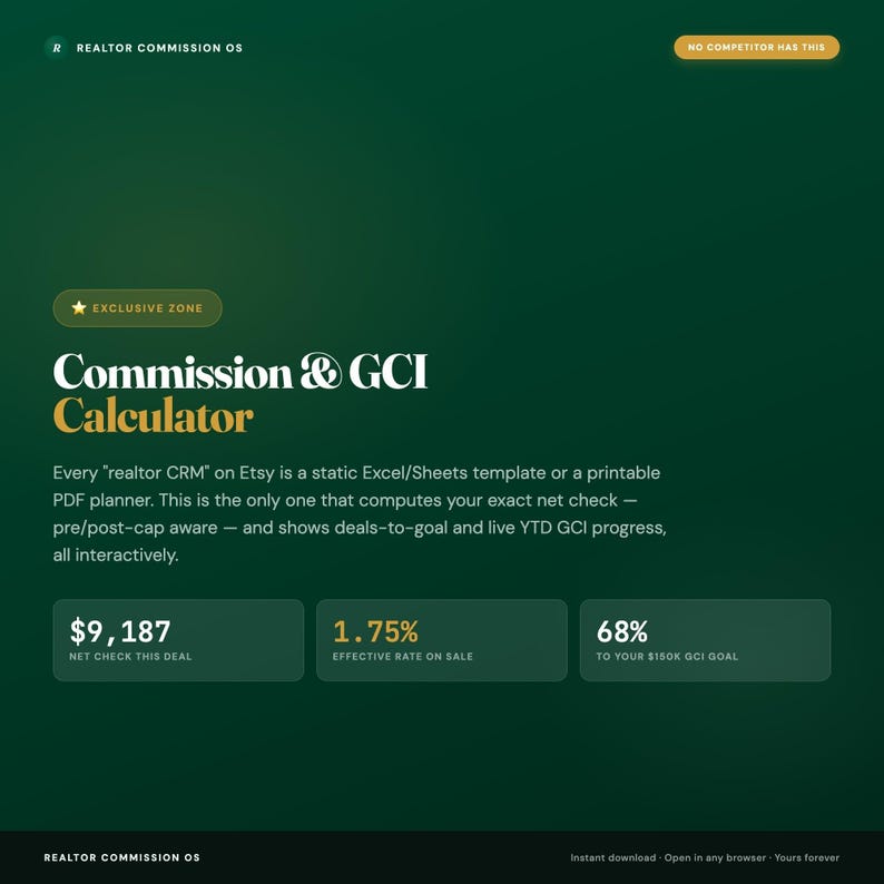 Mäklarprovisionsspårare, GCI-kalkylator, instrumentpanel för affärspipeline (nedladdning direkt) bild 8