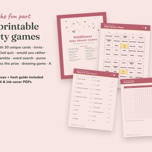 Wildflower baby shower party games with answer keys