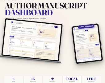 Interactive Novel Writing Tracker, Author Manuscript Dashboard, Word Count, Chapter Board (HTML File)