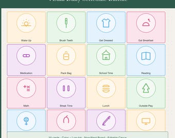 Autism Visual Schedule Cards, ADHD Daily Routine, Toddler Chart, ABA Therapy Tools (Canva Bundle)