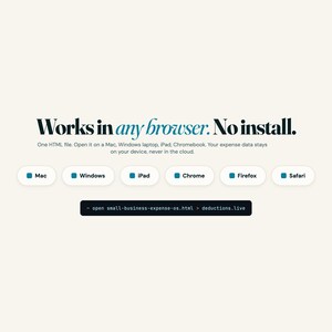 Small business expense tracker works offline on Mac Windows iPad Chrome Firefox Safari