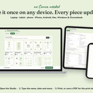 Editing the Roarsome Dino kids birthday party printables on a laptop, tablet or phone
