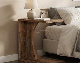 Bedside Table Rustic Brown Wooden Side Table for Modern Homes