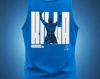KILLA Tank Top: Blue Cotton Jiu-Jitsu Fighter Collaboration Summer Collection