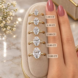 14k guld 1CT- 1.50CT- 2CT- 3CT oval ring, resering, silverlöftesring, simulerad diamantring, solitär diamantring. Vigselring