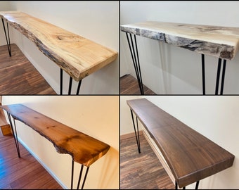 Custom Narrow Console Table - Live Edge - Finished - Legs Included