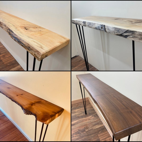 Custom Narrow Console Table - Live Edge - Finished - Legs Included