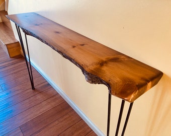 Custom Narrow Console Table - Live Edge - Finished - Legs Included