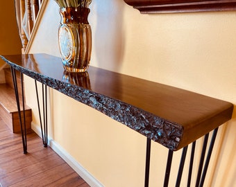 Custom Console Table - Live Edge - Finished - Legs Included