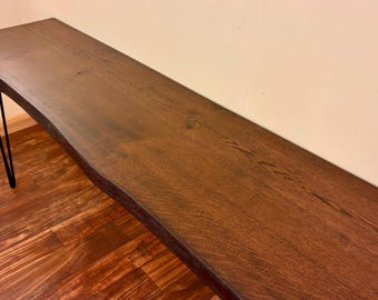 Red Oak Live Edge Table - Dark Walnut Stain - 68"x14" - Custom Options -