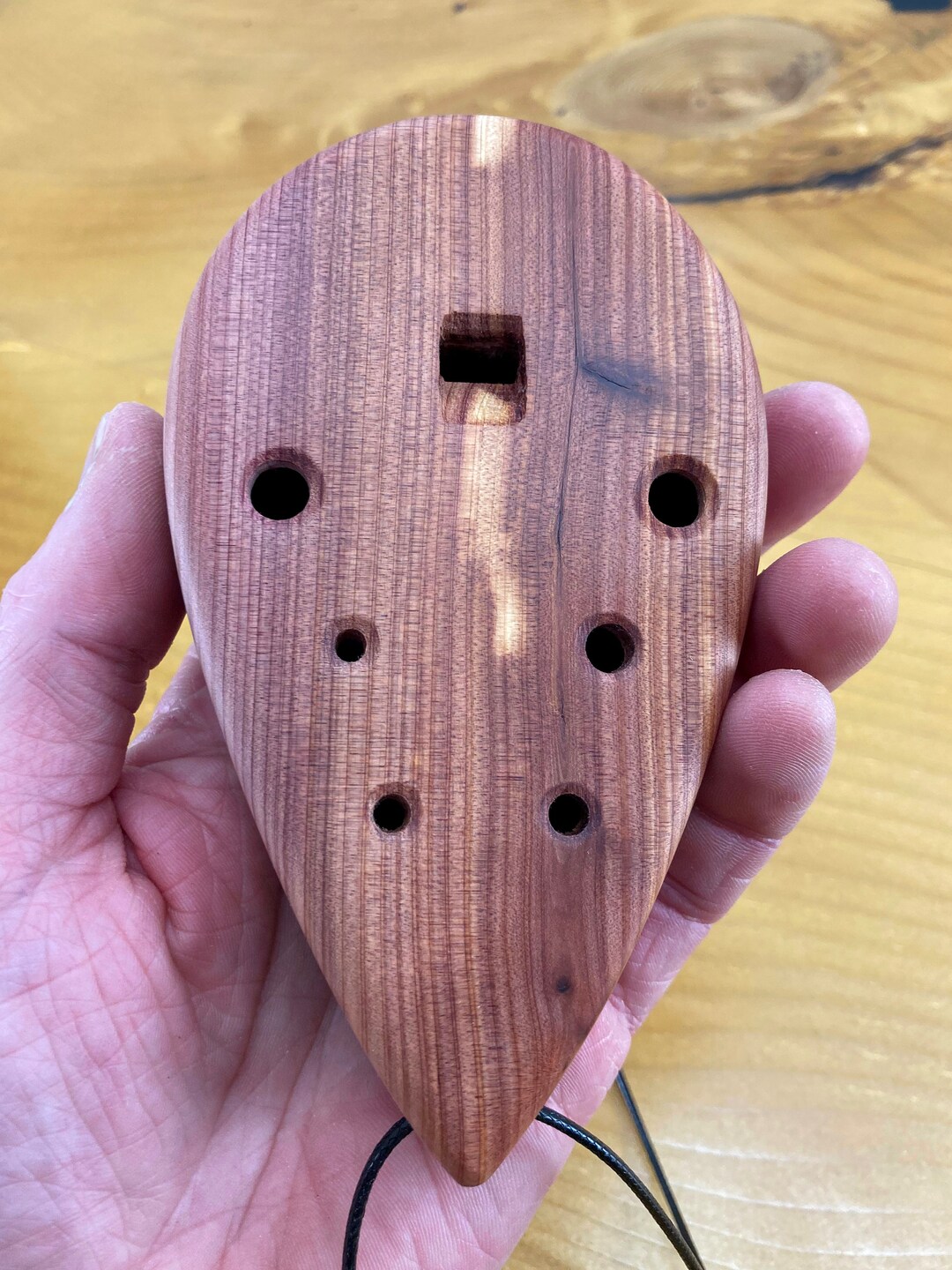 Wooden Ocarina Flute in Red Cedar Necklace and Bag Included Etsy