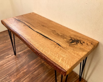 Live Edge Coffee Table - 34x15.5 - Metal Hairpin Legs -