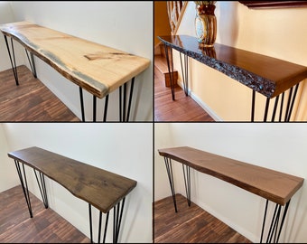 Custom Console Table - Live Edge - Finished - Legs Included