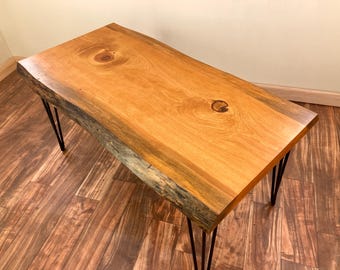 Coffee Table - 40.5"x21" - Double Live Edge - Antique Varnish Finish