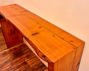 Waterfall Table or Bench - Live Edge Cedar - Antique Varnish Finish