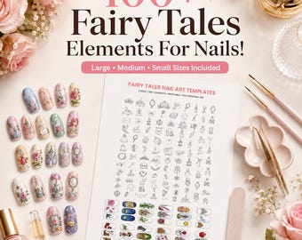 Fairy Tale Nail Art Templates Printable | 100+ Magical Nail Designs | A4 PDF Digital Download | 3 Sizes | DIY Nail Decals | Nail Practice