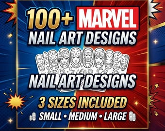 Marvel Nail Art Templates Printable | Superhero Nail Designs PDF | Comic Inspired Nail Stencils | DIY Gel Nail Art | Nail Artist Template