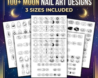 Moon Nail Art Templates Printable | 100+ Celestial Nail Designs PDF | DIY Nail Stencils | Galaxy Nail Art | Gel Polish Transfer Guide