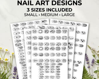 Wildflower Nail Art Templates Printable | 100+ Floral Nail Designs PDF | DIY Nail Stencils | Spring Flower Nails | Gel Polish Art Guide
