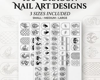 Dragon Nail Art Templates Printable | 100+ Fantasy Nail Designs | Dragon Nail Stencils PDF | Fantasy Nails DIY | Gel Polish Nail Art