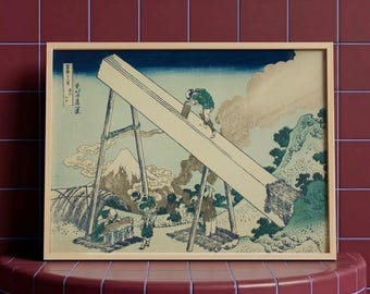 Totomi Mountains Framed Poster, Japanese Wall Art, Vintage Woodblock Canvas, Mount Fuji Large Print