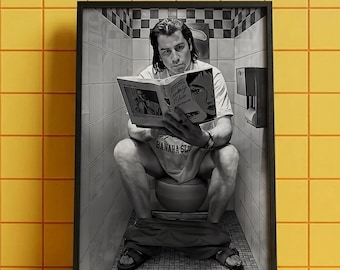 Pulp Fiction MDF Print, Toilet Scene John Travolta, 1994, Framed Wall Art