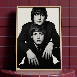 John Lennon und Paul McCartney Foto-Leinwandbild, gerahmter Druck, MDF, matte Textur