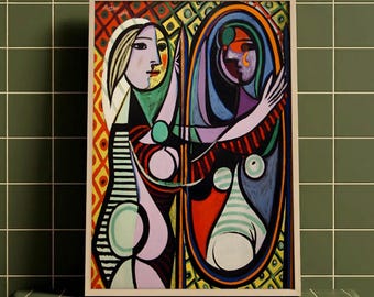 Girl Before a Mirror, 1932 - Pablo Picasso - Famous Painting Wooden Framed MDF or Rolled Canvas Print
