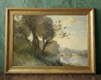 Green Landscape Framed Art MDF Print, Barrage En Ruine Sur La Vienne by Paul Desire Trouillebert
