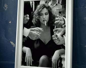 Monica Bellucci Wooden - Vintage Framed UV MDF Print | Malena 2000 | Italian actress | Premium Quality