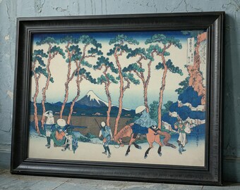 Hodogaya Tokaido Framed Poster, Japanese Wall Art, Vintage Woodblock Canvas, Mount Fuji Large Print
