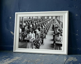 1910 Female Factory Workers Framed Poster, Vintage Women Labor Wall Art, Historical New York City Industrial Print